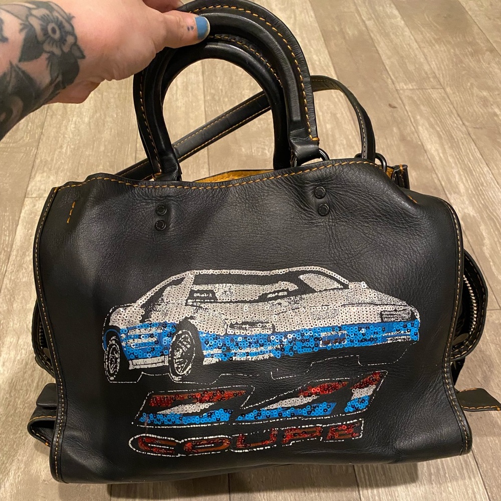 Coach Rogue 1941 Black with Z41 Coupe Rally Race Car in Sequins - Handbag